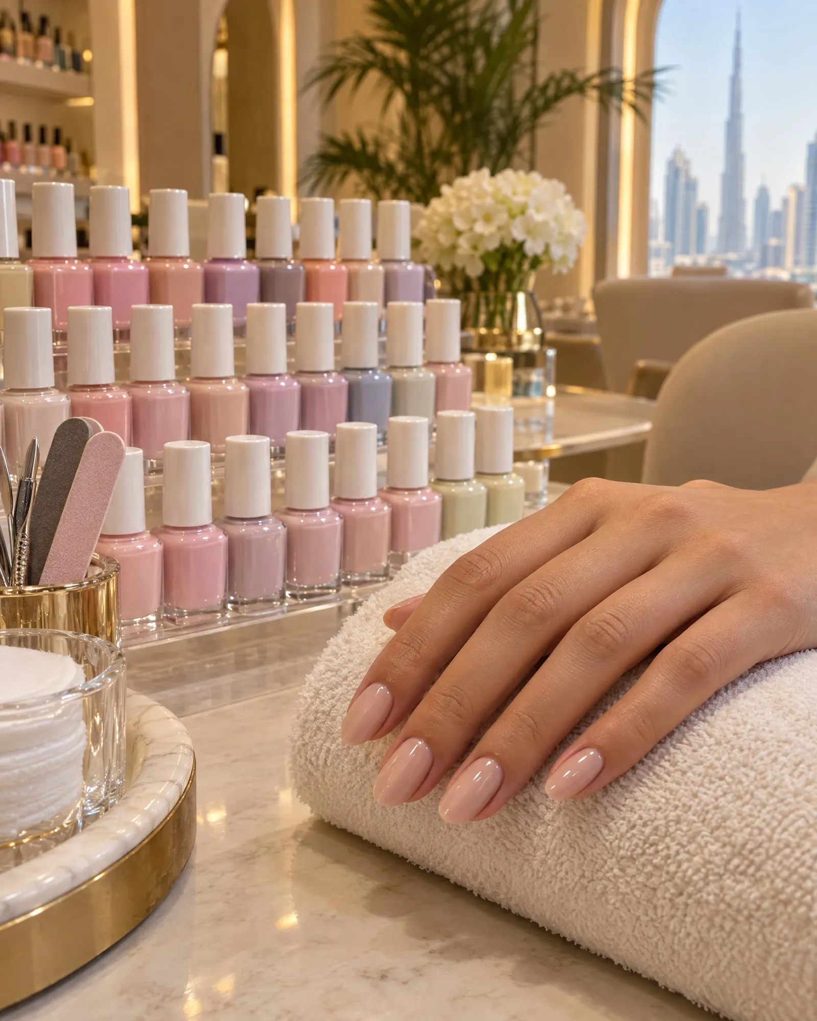 Gel manicure in blush pink