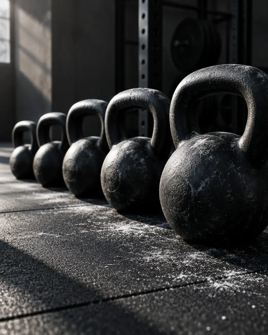 Kettlebells ready for HIIT Burn