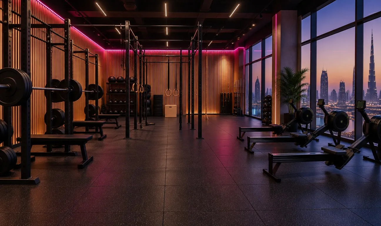 The main room with the rig and squat racks