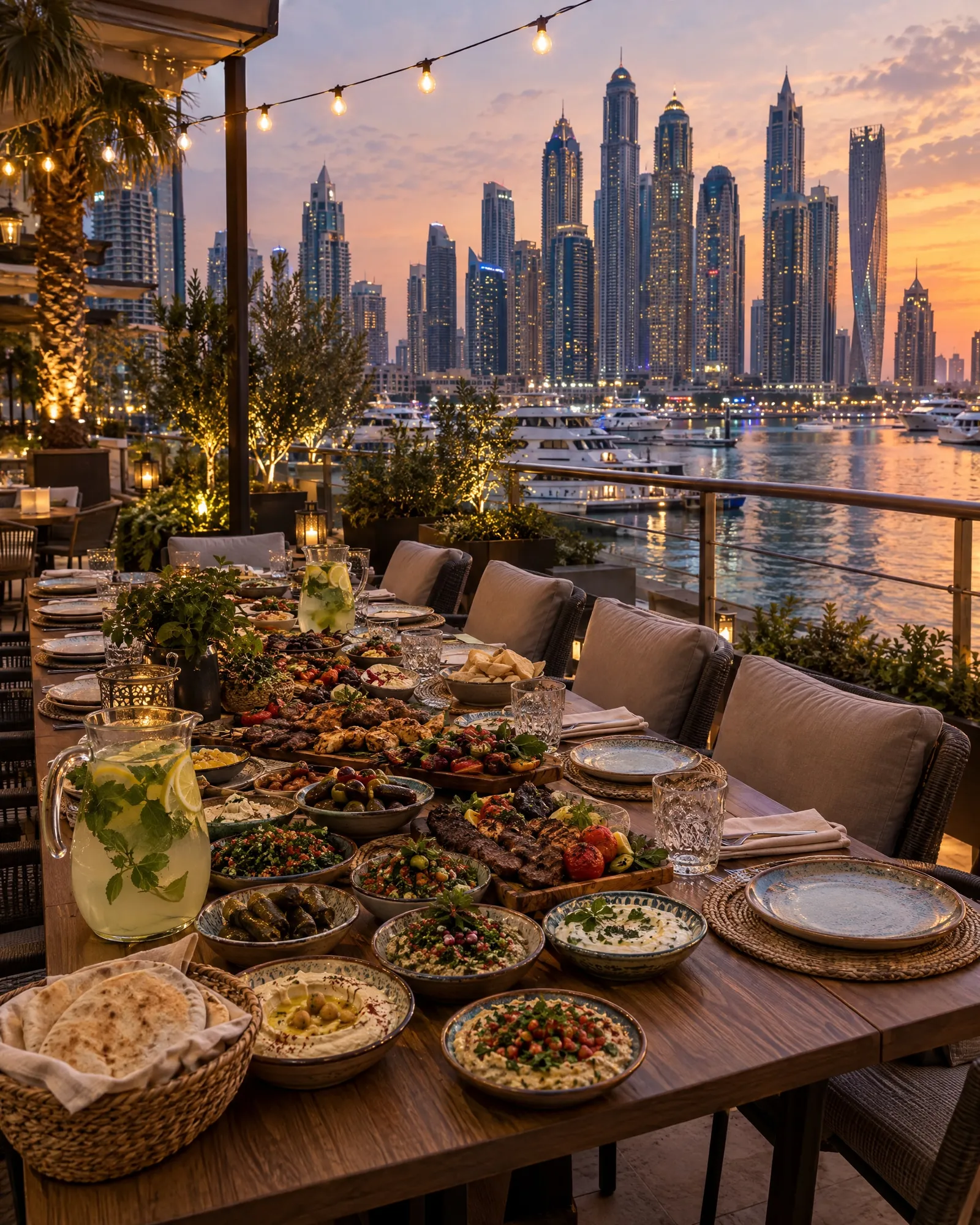 The terrace at night