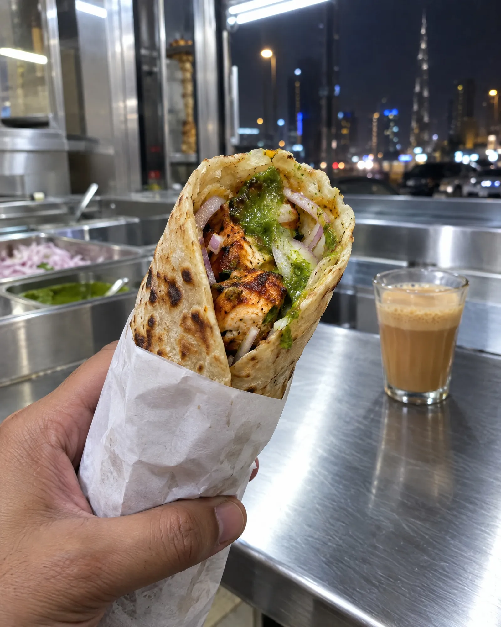 Chicken tikka chapati roll