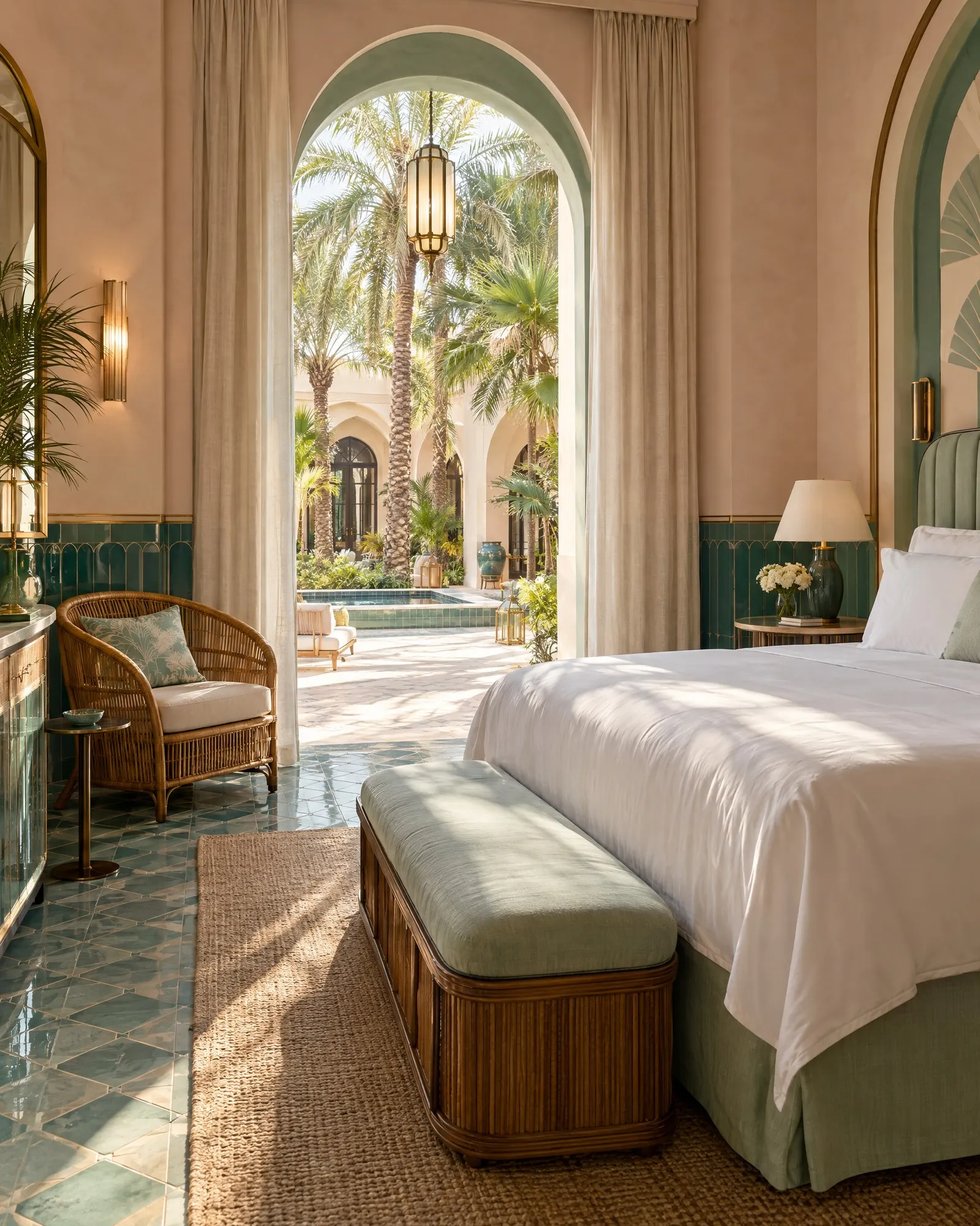 Courtyard King opening onto the palm garden
