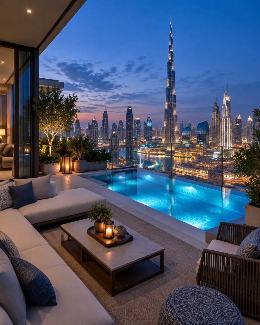 Penthouse with skyline view