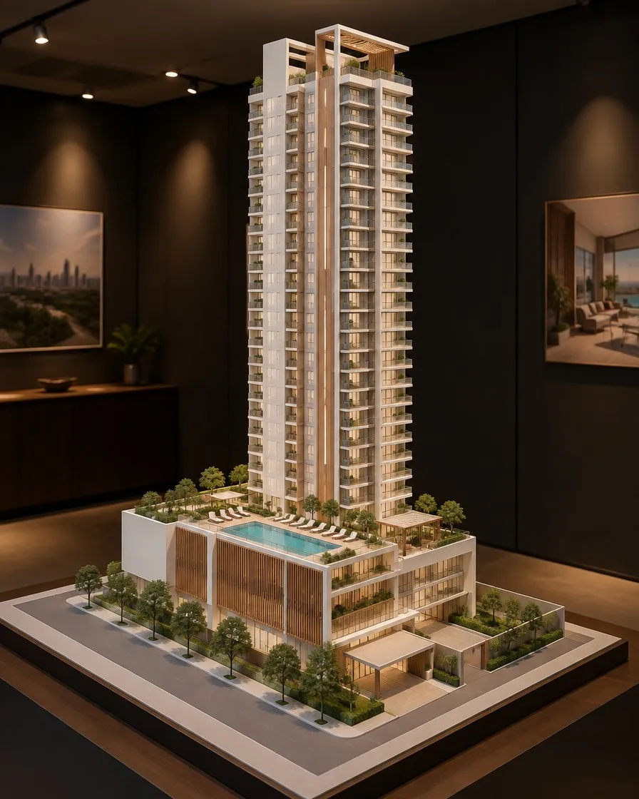 Architectural model of a residential tower